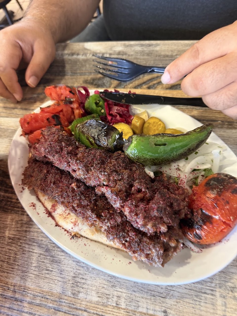 Adana Kebab with Grilled Vegetables